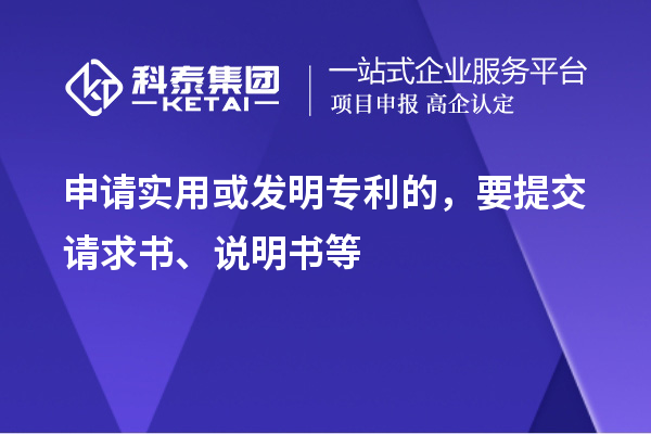 申請(qǐng)實(shí)用或發(fā)明專利的，要提交請(qǐng)求書、說明書等