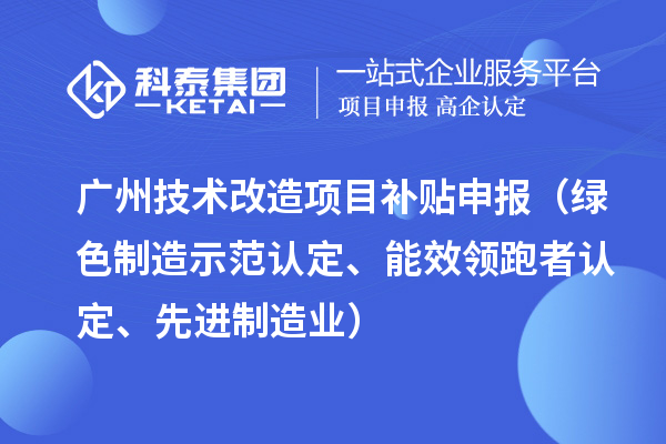 廣州技術改造項目補貼申報（綠色制造示范認定、能效領跑者認定、先進制造業(yè)）