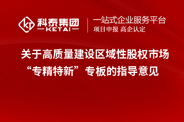 關于高質量建設區(qū)域性股權市場“專精特新”專板的指導意見