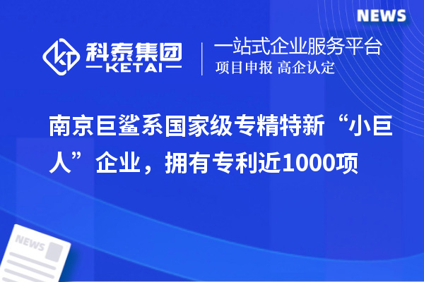 南京巨鯊系國(guó)家級(jí)專(zhuān)精特新“小巨人”企業(yè)，擁有專(zhuān)利近1000項(xiàng)