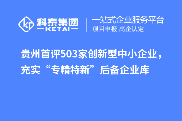 貴州首評503家創(chuàng)新型中小企業(yè)，充實(shí)“專精特新”后備企業(yè)庫