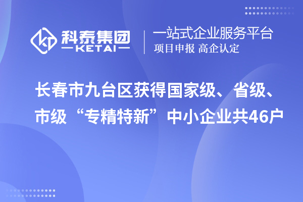 長春市九臺區(qū)獲得國家級、省級、市級“專精特新”中小企業(yè)共46戶