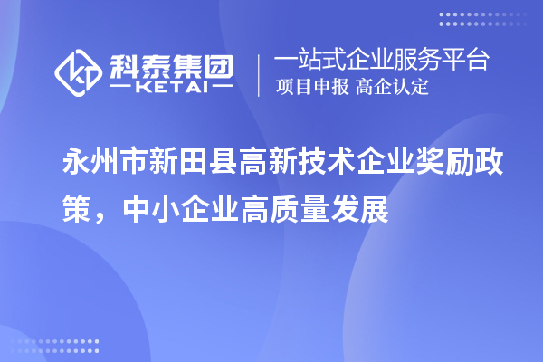 永州市新田縣高新技術(shù)企業(yè)獎勵政策，中小企業(yè)高質(zhì)量發(fā)展
