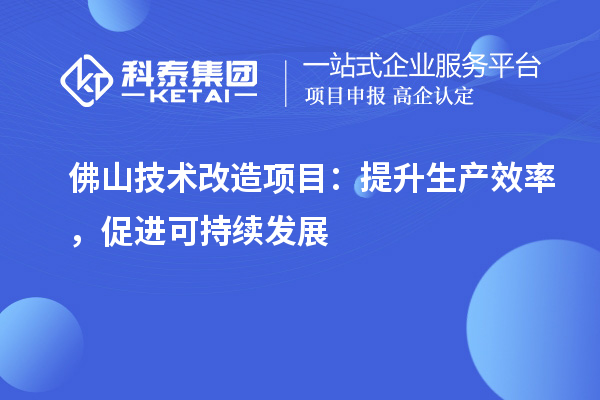  佛山技術(shù)改造項(xiàng)目：提升生產(chǎn)效率，促進(jìn)可持續(xù)發(fā)展