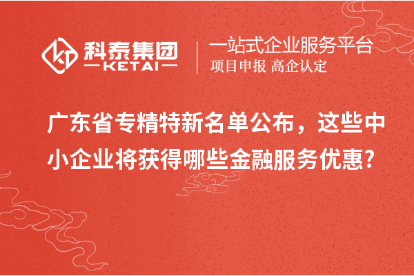 廣東省專精特新名單公布，這些中小企業(yè)將獲得哪些金融服務(wù)優(yōu)惠?
