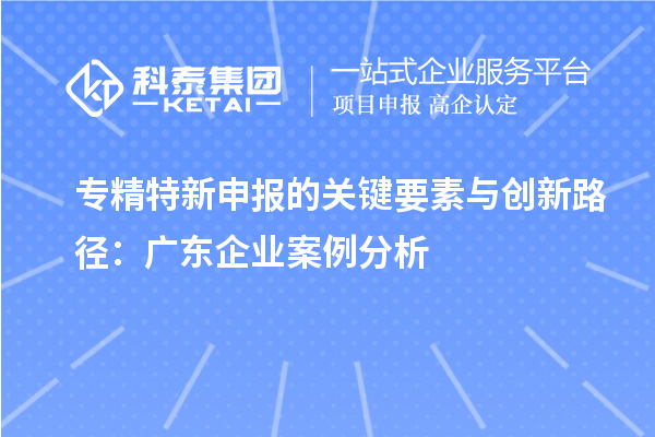 專精特新申報(bào)的關(guān)鍵要素與創(chuàng)新路徑：廣東企業(yè)案例分析