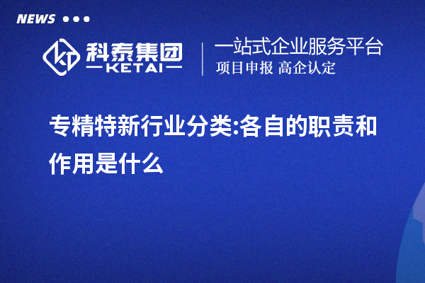 專精特新行業(yè)分類:各自的職責和作用是什么