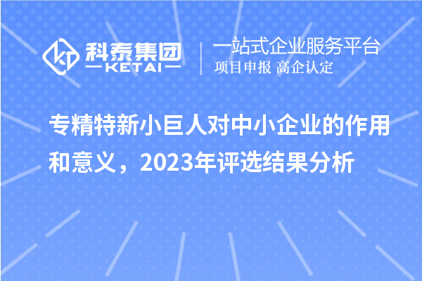 專精特新小巨人對(duì)中小企業(yè)的作用和意義，2023年評(píng)選結(jié)果分析