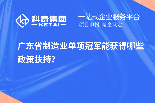 廣東省制造業(yè)單項冠軍能獲得哪些政策扶持？