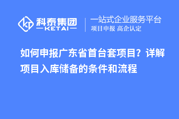 如何申報廣東省首臺套項目？詳解項目入庫儲備的條件和流程