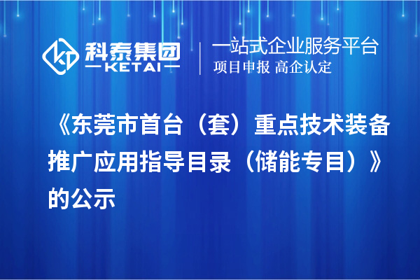 《東莞市首臺(tái)（套）重點(diǎn)技術(shù)裝備推廣應(yīng)用指導(dǎo)目錄（儲(chǔ)能專目）》的公示
