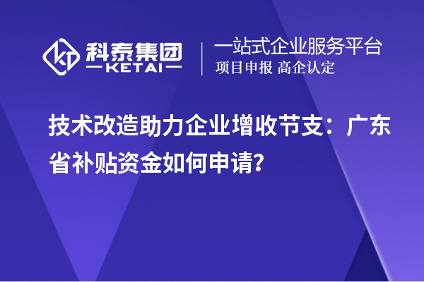 技術(shù)改造助力企業(yè)增收節(jié)支：廣東省補(bǔ)貼資金如何申請(qǐng)？