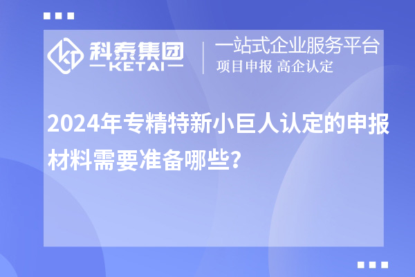 2024年專精特新小巨人認(rèn)定的申報材料需要準(zhǔn)備哪些？