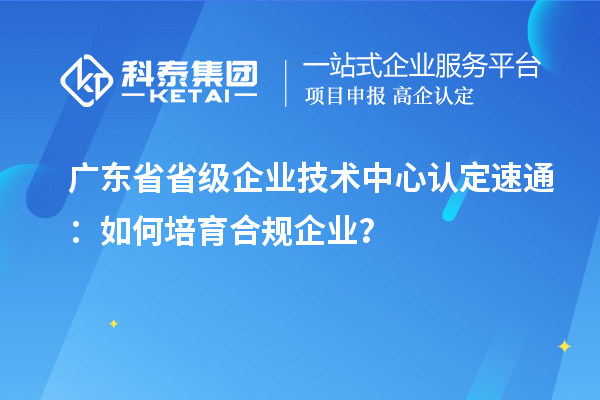 廣東省省級(jí)企業(yè)技術(shù)中心認(rèn)定速通：如何培育合規(guī)企業(yè)？