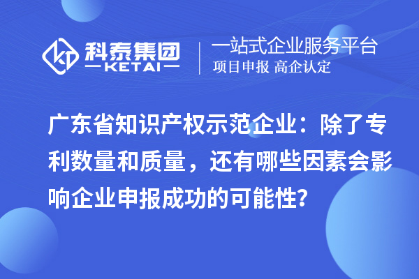 廣東省知識產(chǎn)權示范企業(yè)：除了專利數(shù)量和質量，還有哪些因素會影響企業(yè)申報成功的可能性？