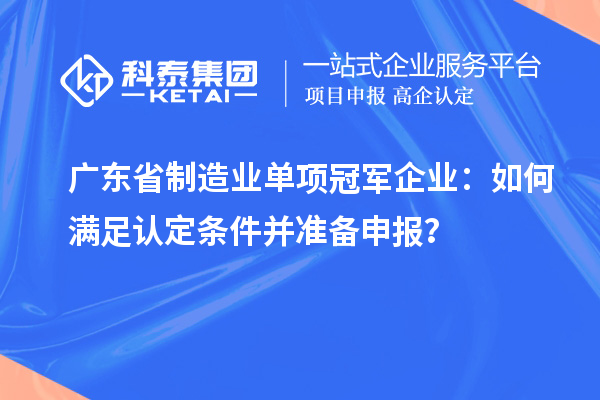廣東省制造業(yè)單項冠軍企業(yè)：如何滿足認定條件并準備申報？