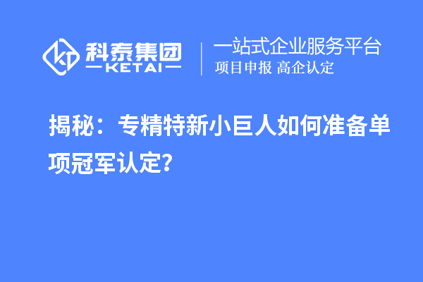 揭秘：專精特新小巨人如何準(zhǔn)備單項(xiàng)冠軍認(rèn)定？