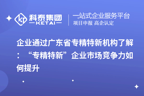 企業(yè)通過廣東省專精特新機構了解：“專精特新” 企業(yè)市場競爭力如何提升