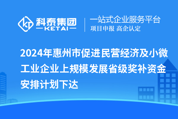 2024年惠州市促進(jìn)民營經(jīng)濟(jì)及小微工業(yè)企業(yè)上規(guī)模發(fā)展省級獎補(bǔ)資金安排計(jì)劃下達(dá)