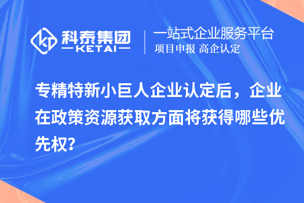 專精特新小巨人企業(yè)認定后，企業(yè)在政策資源獲取方面將獲得哪些優(yōu)先權？