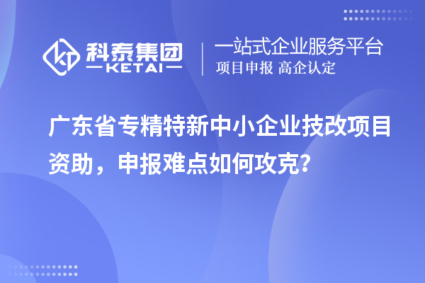 廣東省專精特新中小企業(yè)技改項(xiàng)目資助，申報(bào)難點(diǎn)如何攻克？