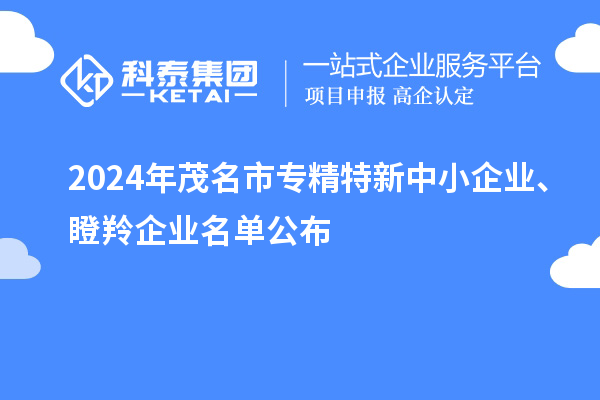 2024年茂名市專精特新中小企業(yè)、瞪羚企業(yè)名單公布