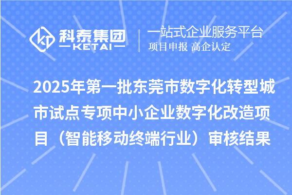 2025年第一批東莞市數(shù)字化轉(zhuǎn)型城市試點(diǎn)專(zhuān)項(xiàng)中小企業(yè)數(shù)字化改造項(xiàng)目（智能移動(dòng)終端行業(yè)）審核結(jié)果