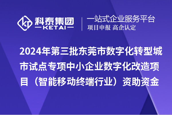 2024年第三批東莞市數(shù)字化轉(zhuǎn)型城市試點(diǎn)專項(xiàng)中小企業(yè)數(shù)字化改造項(xiàng)目（智能移動(dòng)終端行業(yè)）資助資金撥付