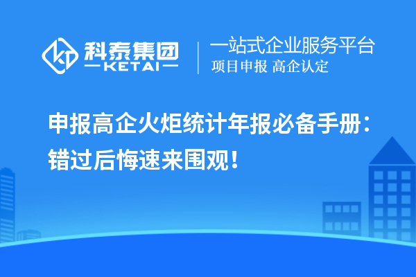 申報(bào)高企火炬統(tǒng)計(jì)年報(bào)必備手冊：錯(cuò)過后悔速來圍觀！