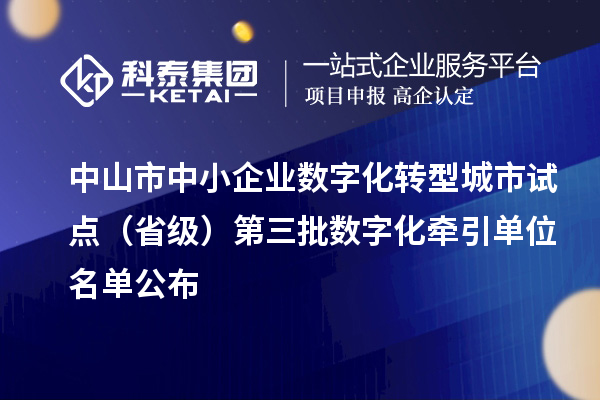 中山市中小企業(yè)數(shù)字化轉(zhuǎn)型城市試點(diǎn)（省級(jí)）第三批數(shù)字化牽引單位名單公布