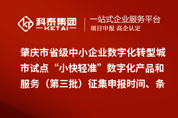 肇慶市省級(jí)中小企業(yè)數(shù)字化轉(zhuǎn)型城市試點(diǎn)“小快輕準(zhǔn)”數(shù)字化產(chǎn)品和服務(wù)（第三批）征集申報(bào)時(shí)間、條件要求、扶持獎(jiǎng)勵(lì)