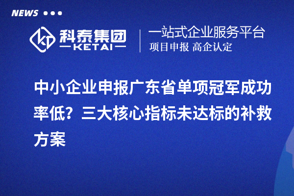 中小企業(yè)申報廣東省單項冠軍成功率低？三大核心指標(biāo)未達(dá)標(biāo)的補救方案