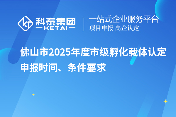 佛山市2025年度市級(jí)孵化載體認(rèn)定申報(bào)時(shí)間、條件要求