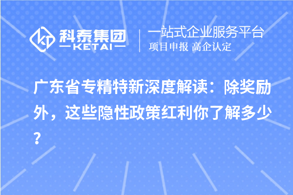 廣東省專精特新深度解讀：除獎勵外，這些隱性政策紅利你了解多少？