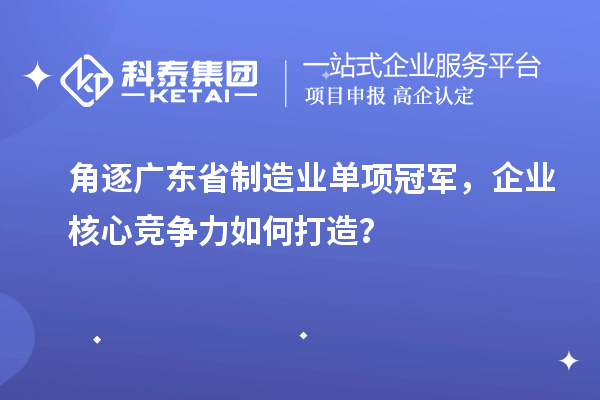 角逐廣東省制造業(yè)單項冠軍，企業(yè)核心競爭力如何打造？