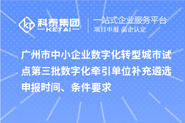 廣州市中小企業(yè)數(shù)字化轉(zhuǎn)型城市試點第三批數(shù)字化牽引單位補(bǔ)充遴選申報時間、條件要求