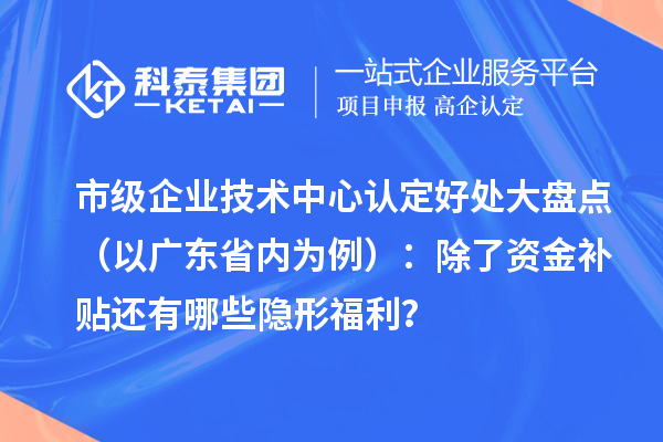 市級企業(yè)技術(shù)中心認定好處大盤點（以廣東省內(nèi)為例）：除了資金補貼還有哪些隱形福利？