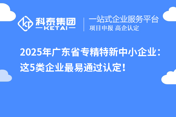 2025年廣東省專(zhuān)精特新中小企業(yè)：這5類(lèi)企業(yè)最易通過(guò)認(rèn)定！