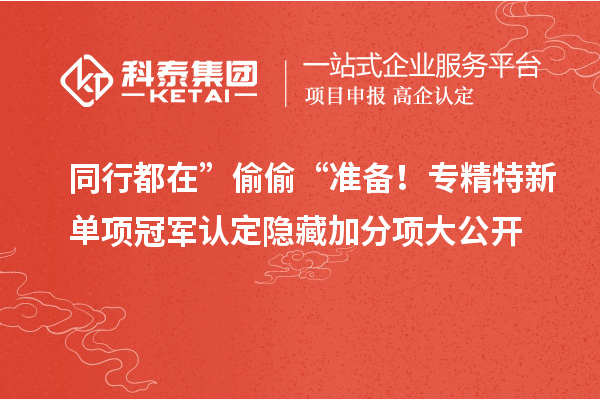 同行都在” 偷偷 “準(zhǔn)備！專精特新單項(xiàng)冠軍認(rèn)定隱藏加分項(xiàng)大公開(kāi)