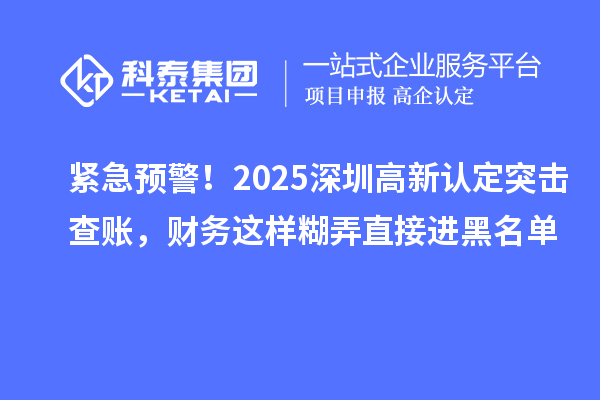 緊急預(yù)警！2025深圳高新認(rèn)定突擊查賬，財(cái)務(wù)這樣糊弄直接進(jìn)黑名單