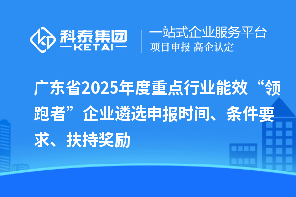 廣東省2025年度重點行業(yè)能效“領(lǐng)跑者”企業(yè)遴選申報時間、條件要求、扶持獎勵