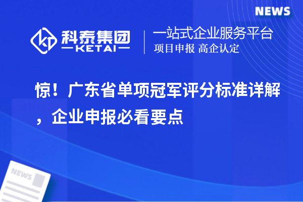 驚！廣東省單項冠軍評分標準詳解，企業(yè)申報必看要點