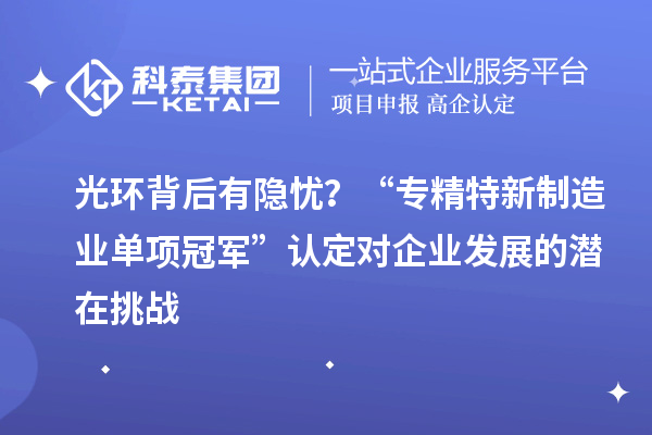 光環(huán)背后有隱憂？“專精特新制造業(yè)單項(xiàng)冠軍”認(rèn)定對(duì)企業(yè)發(fā)展的潛在挑戰(zhàn)
