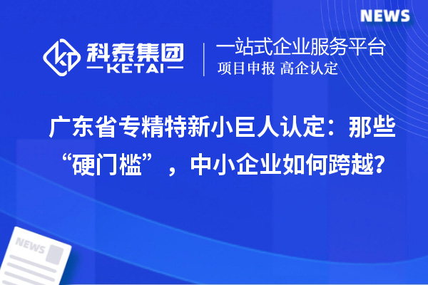 廣東省專精特新小巨人認(rèn)定：那些“硬門檻”，中小企業(yè)如何跨越？
