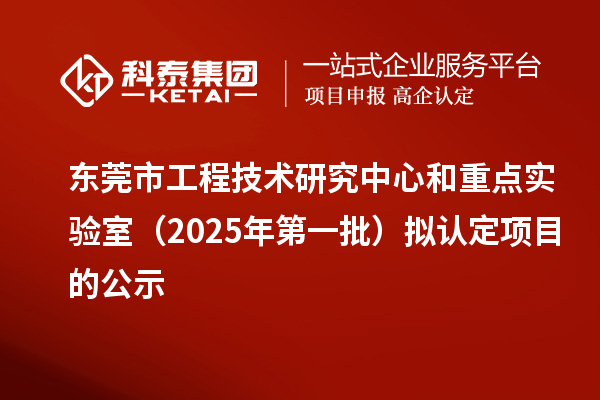 東莞市工程技術(shù)研究中心和重點(diǎn)實(shí)驗(yàn)室（2025年第一批）擬認(rèn)定項(xiàng)目的公示